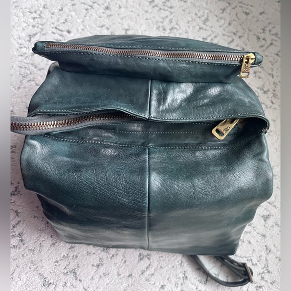 NWT A.S.98 Eco-Friendly Vintage Leather Backpack in Emerald and black.Stunning! - Picture 2 of 16